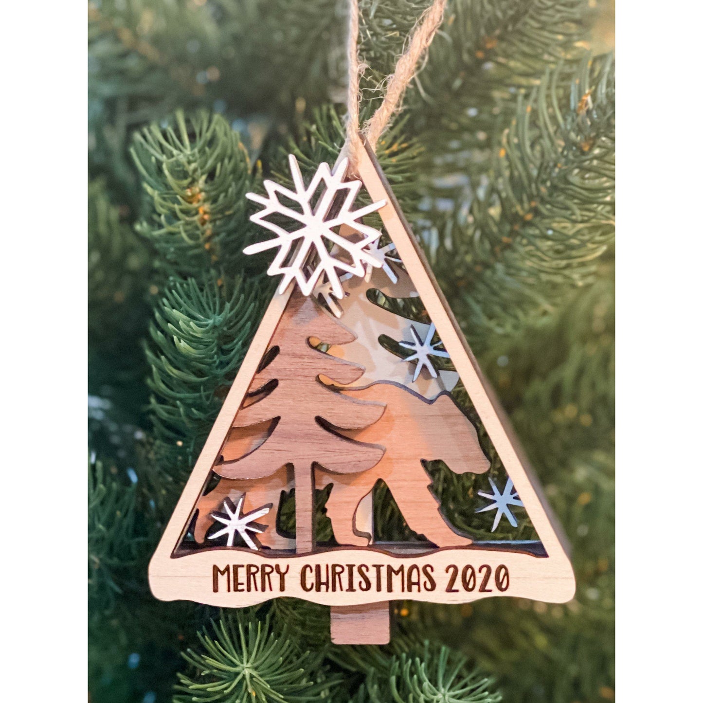 Layered Wooden Tree Ornaments