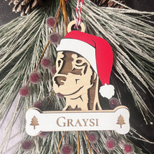 Load image into Gallery viewer, Personalized Santa Paw Dog Ornament – Multiple Breeds Available
