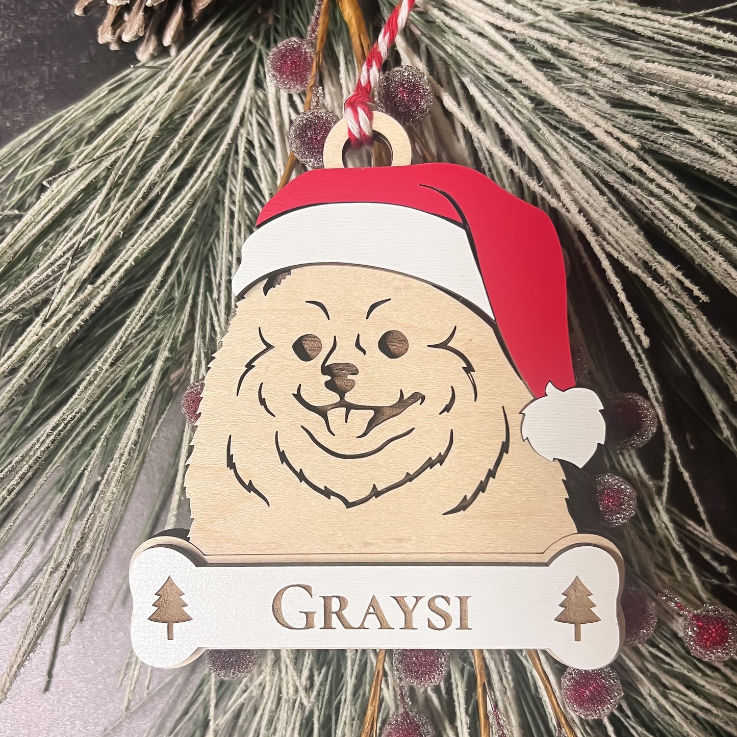 Personalized Santa Paw Dog Ornament – Multiple Breeds Available