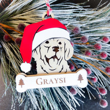 Load image into Gallery viewer, Personalized Santa Paw Dog Ornament – Multiple Breeds Available