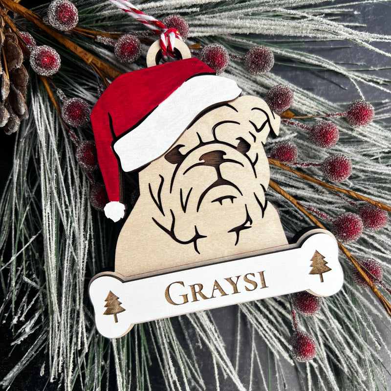 Personalized Santa Paw Dog Ornament – Multiple Breeds Available