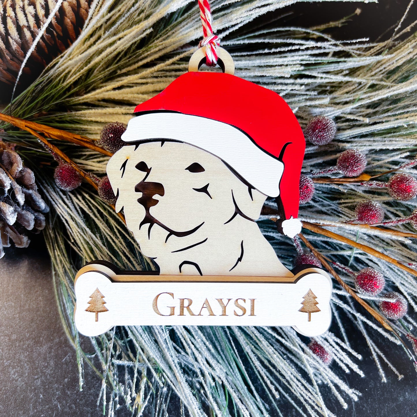 Personalized Santa Paw Dog Ornament – Multiple Breeds Available