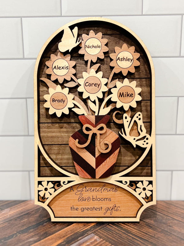 Personalized Wooden Floral Bouquet Plaque