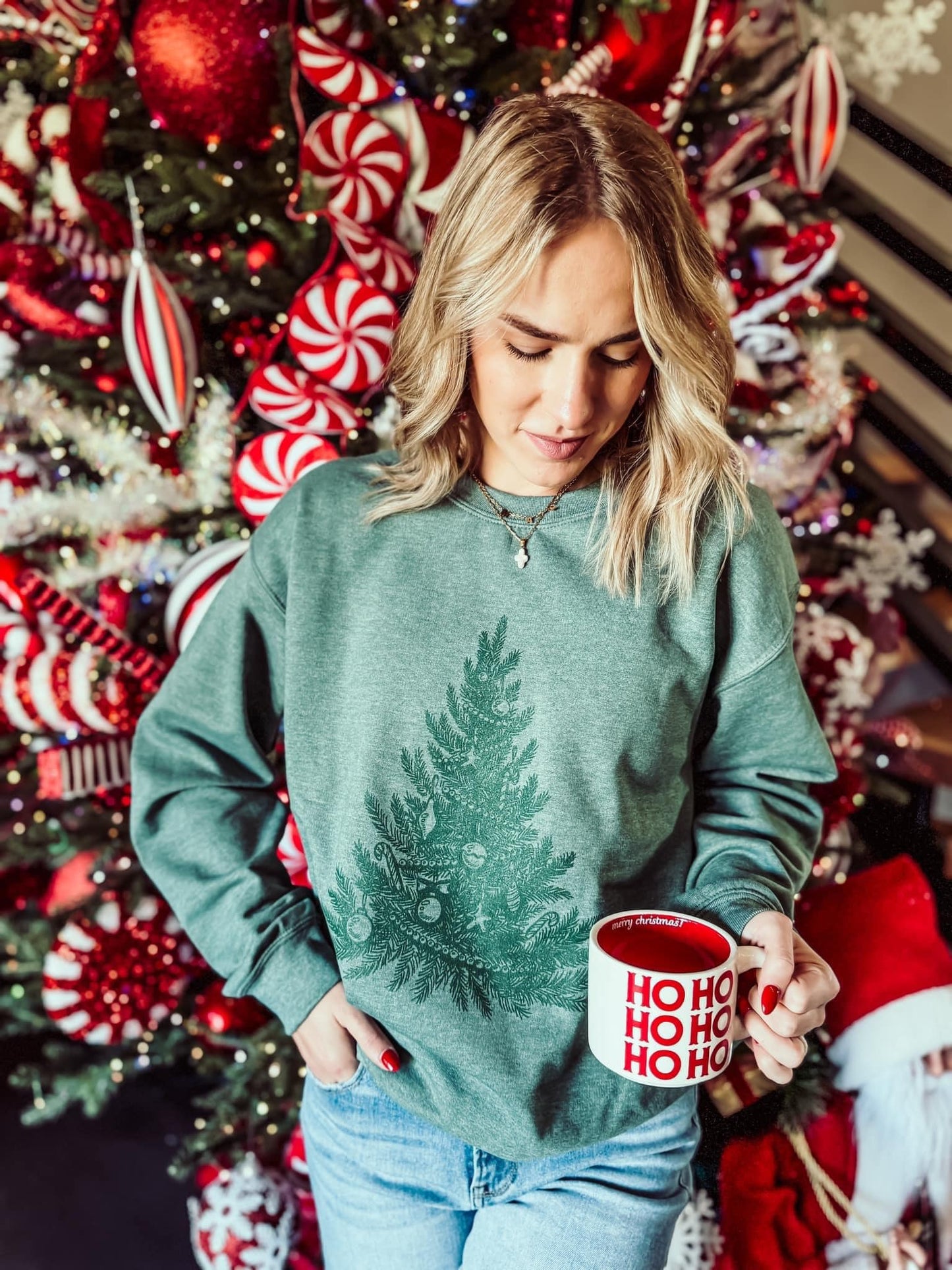 Monochrome Vintage Christmas Tree Sweatshirt