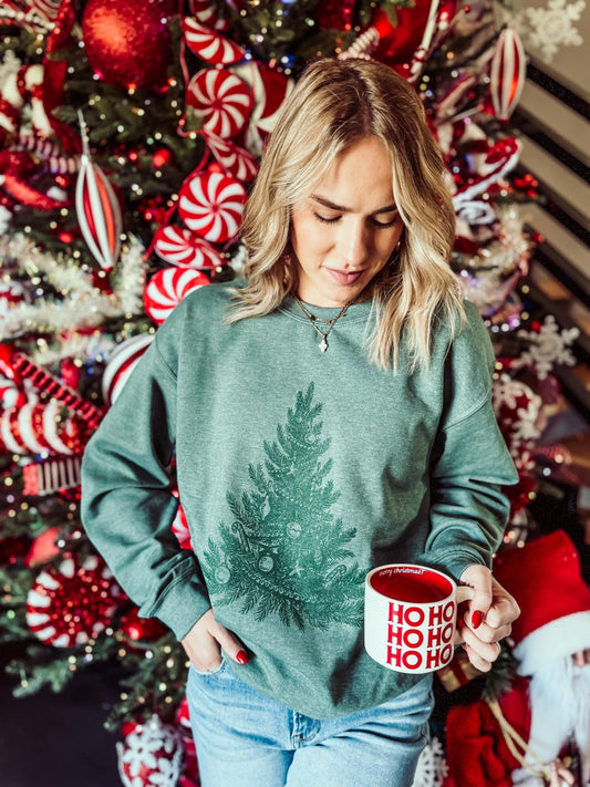 Monochrome Vintage Christmas Tree Sweatshirt