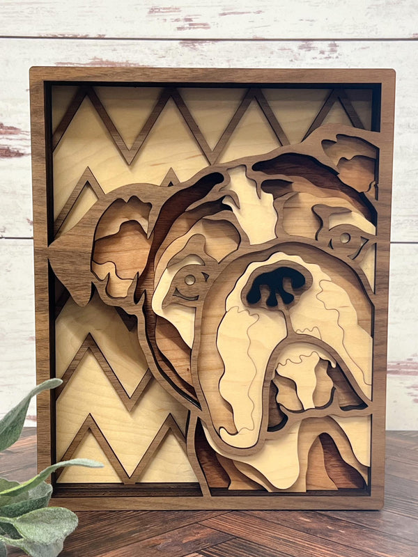Bulldog Peek-a-Boo Layered Art