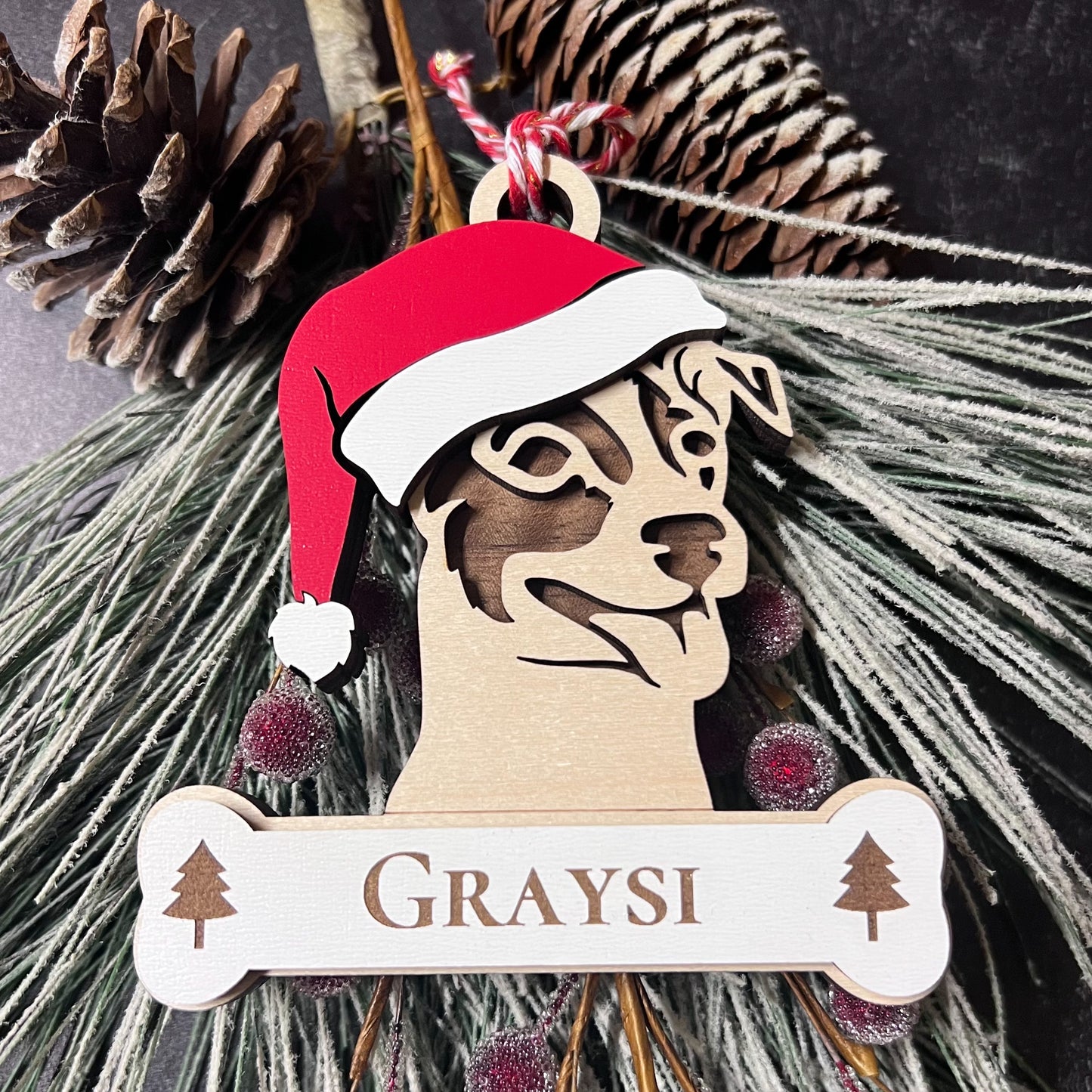 Personalized Santa Paw Dog Ornament – Multiple Breeds Available