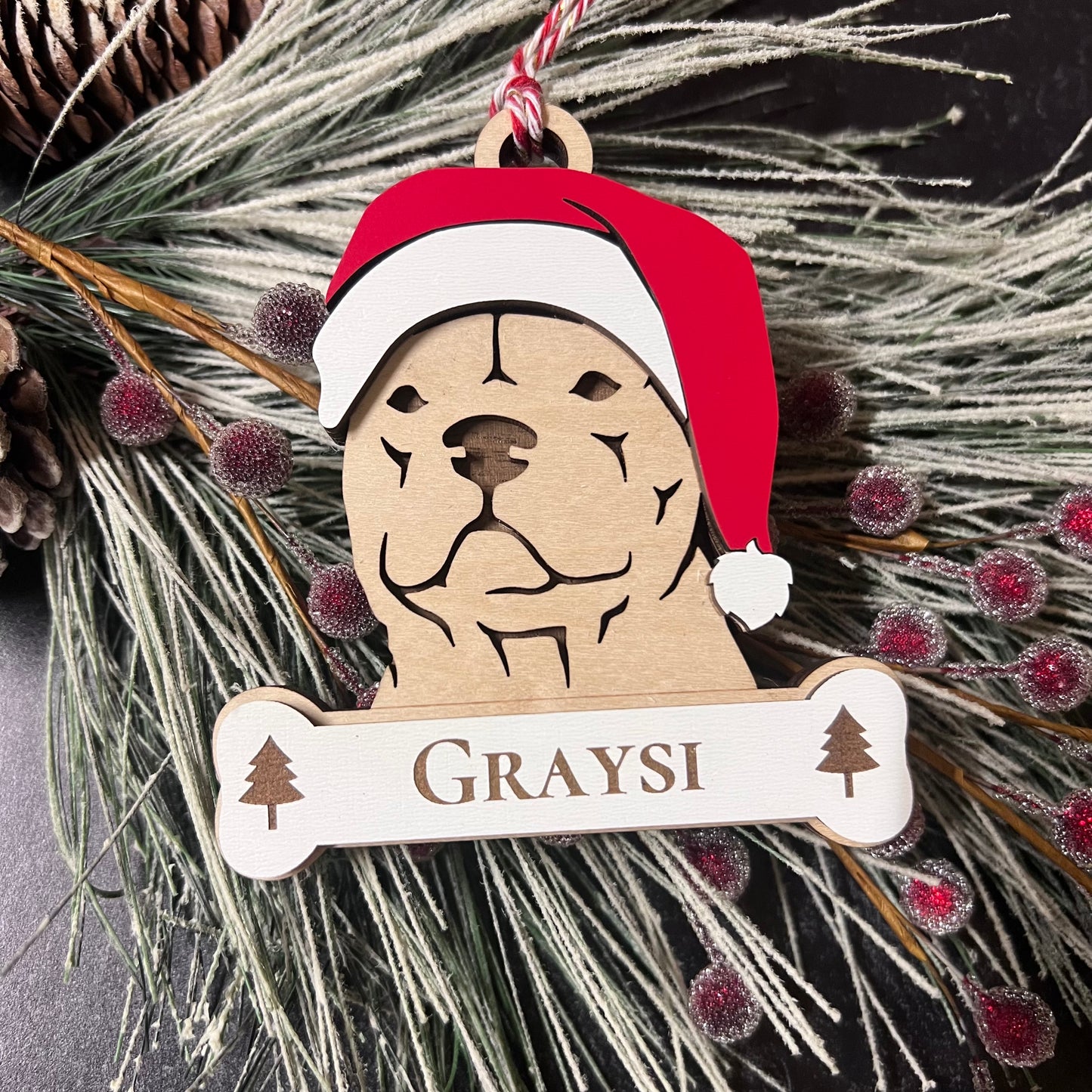 Personalized Santa Paw Dog Ornament – Multiple Breeds Available