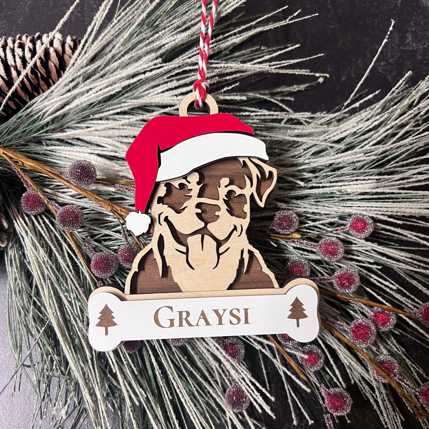 Personalized Santa Paw Dog Ornament – Multiple Breeds Available