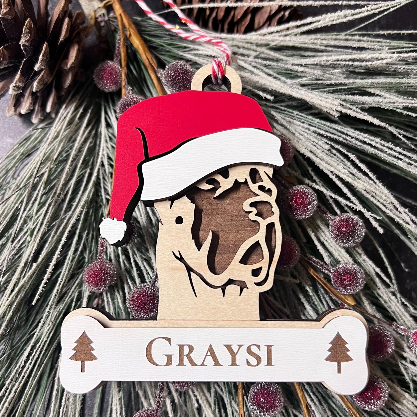 Personalized Santa Paw Dog Ornament – Multiple Breeds Available