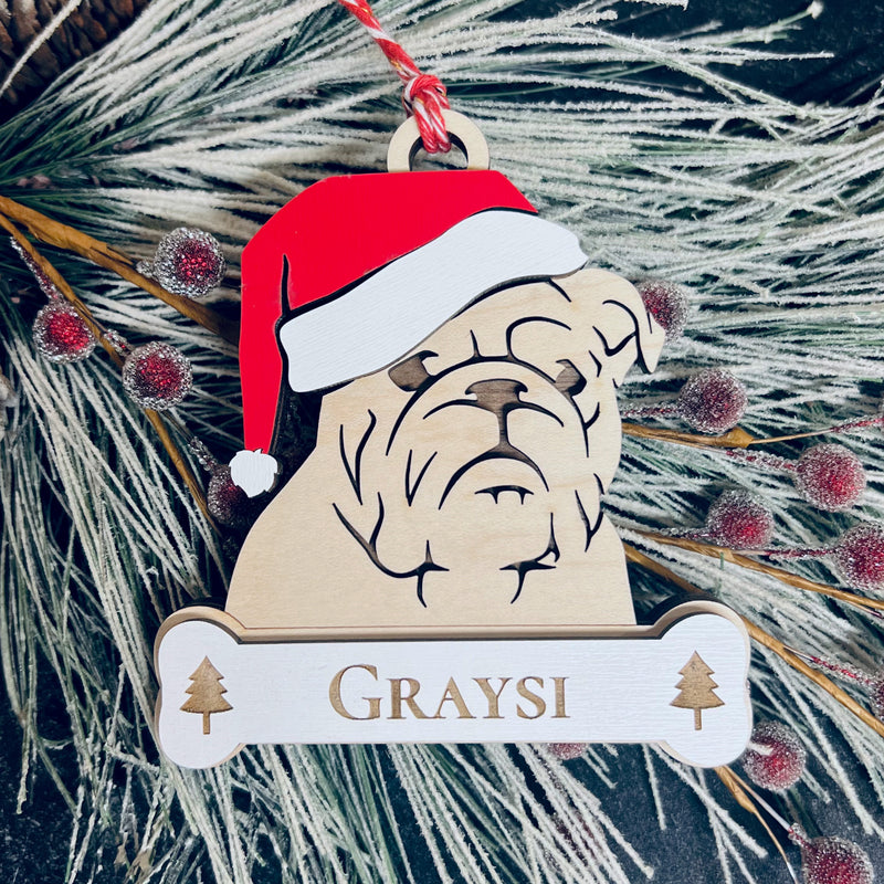 Personalized Santa Paw Dog Ornament – Multiple Breeds Available