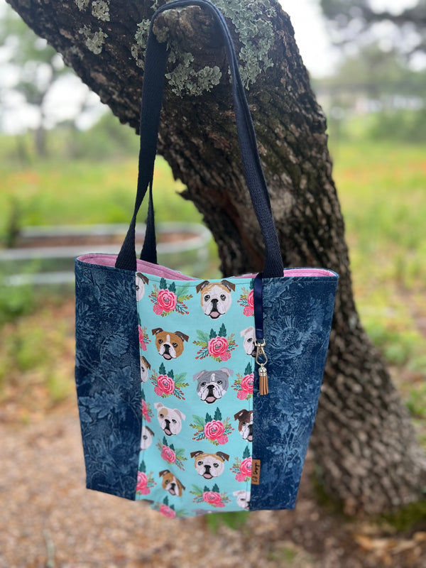 Handmade Bulldog Tote Bag
