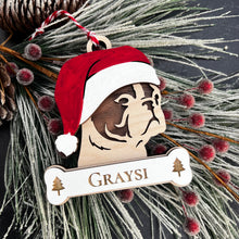 Load image into Gallery viewer, Personalized Santa Paw Dog Ornament – Multiple Breeds Available
