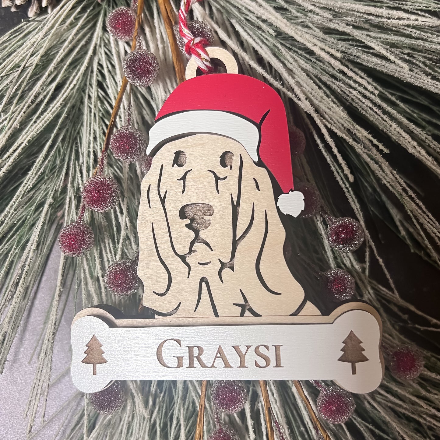 Personalized Santa Paw Dog Ornament – Multiple Breeds Available
