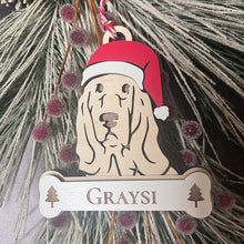 Load image into Gallery viewer, Personalized Santa Paw Dog Ornament – Multiple Breeds Available