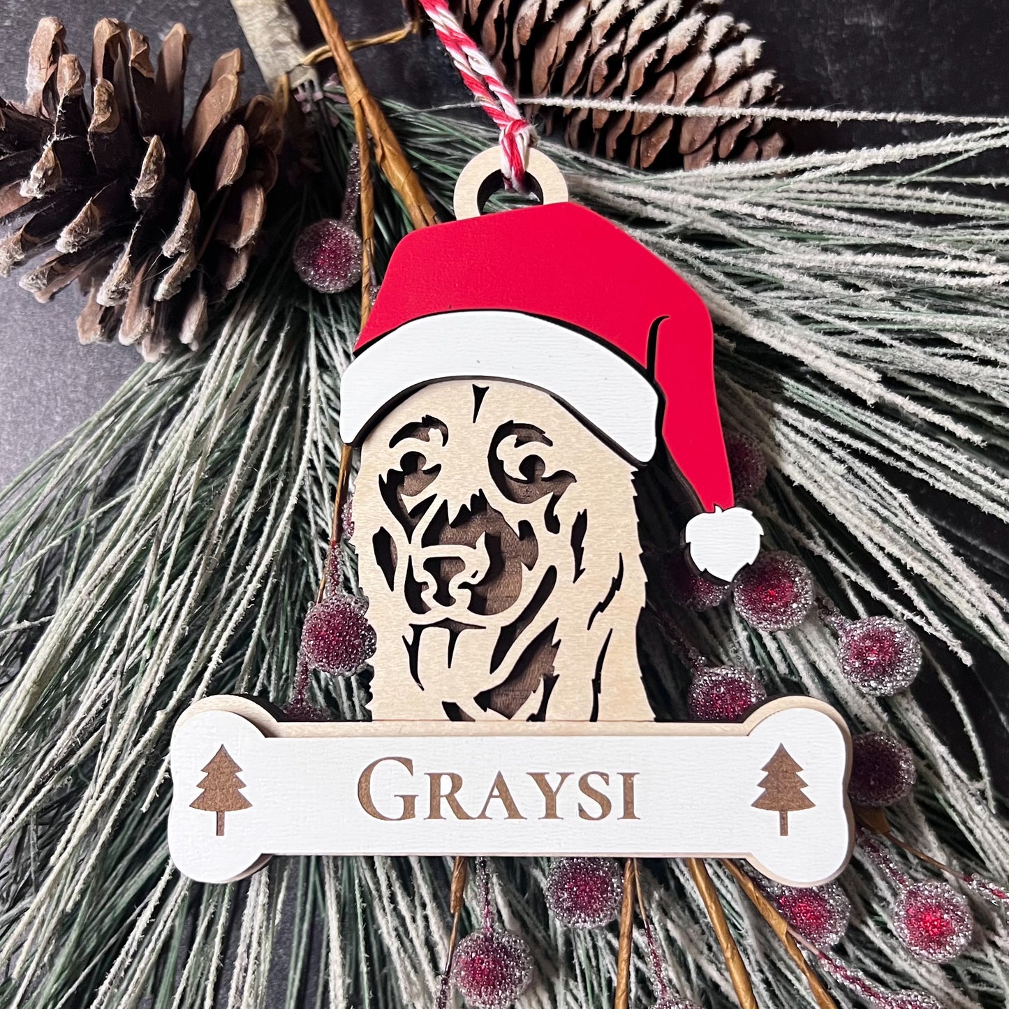 Personalized Santa Paw Dog Ornament – Multiple Breeds Available