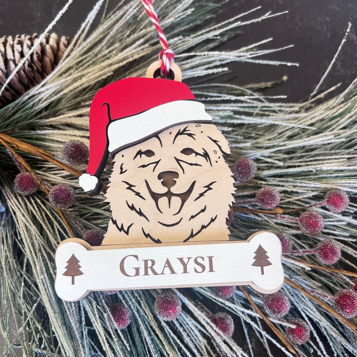 Personalized Santa Paw Dog Ornament – Multiple Breeds Available