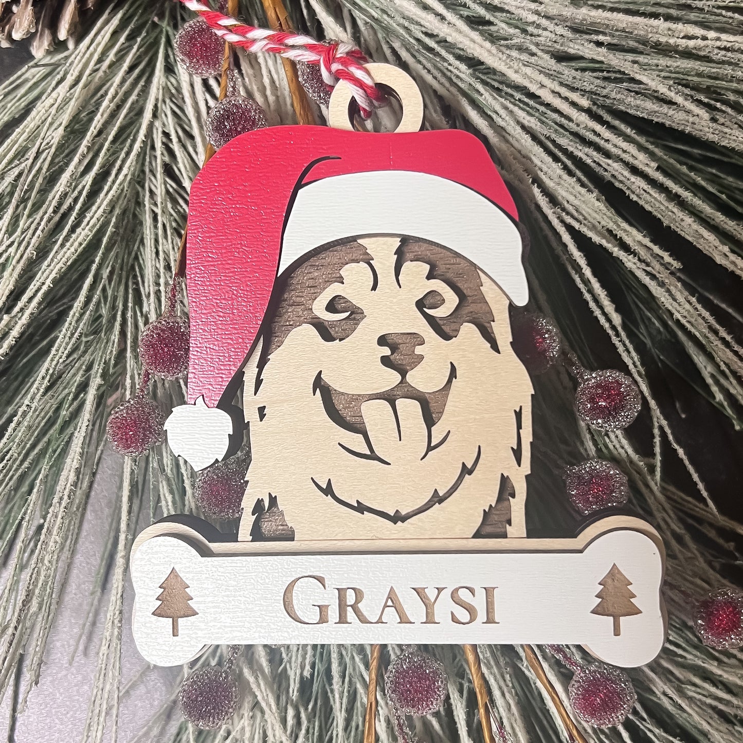 Personalized Santa Paw Dog Ornament – Multiple Breeds Available