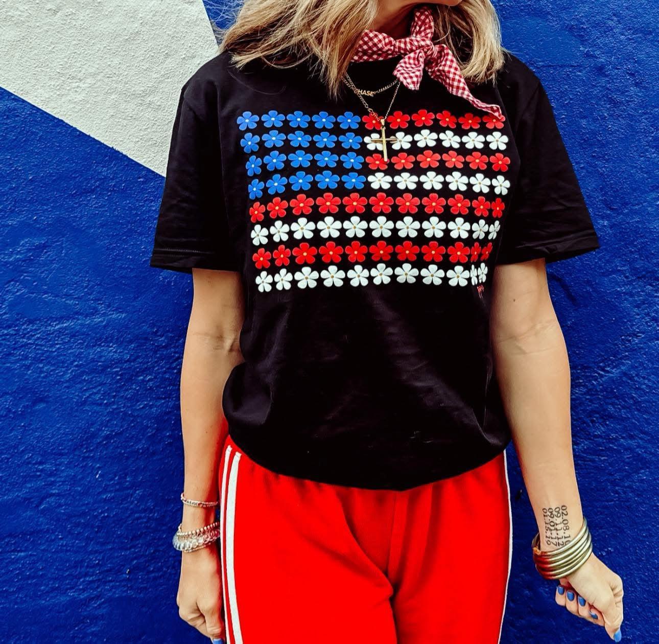 Floral Old Glory Graphic T-shirt