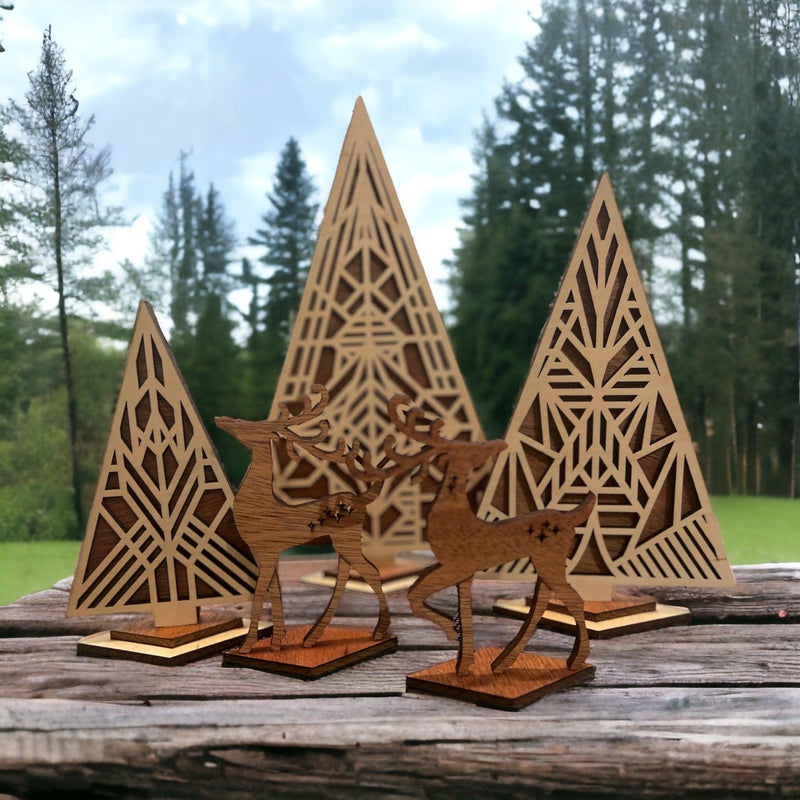 Art Deco Tree and Deer Set