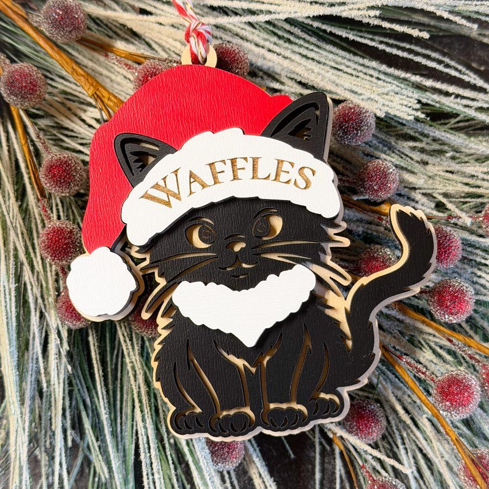 Santa Hat Kitty Ornament