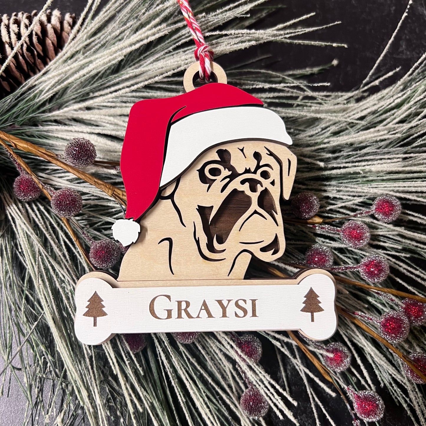 Personalized Santa Paw Dog Ornament – Multiple Breeds Available