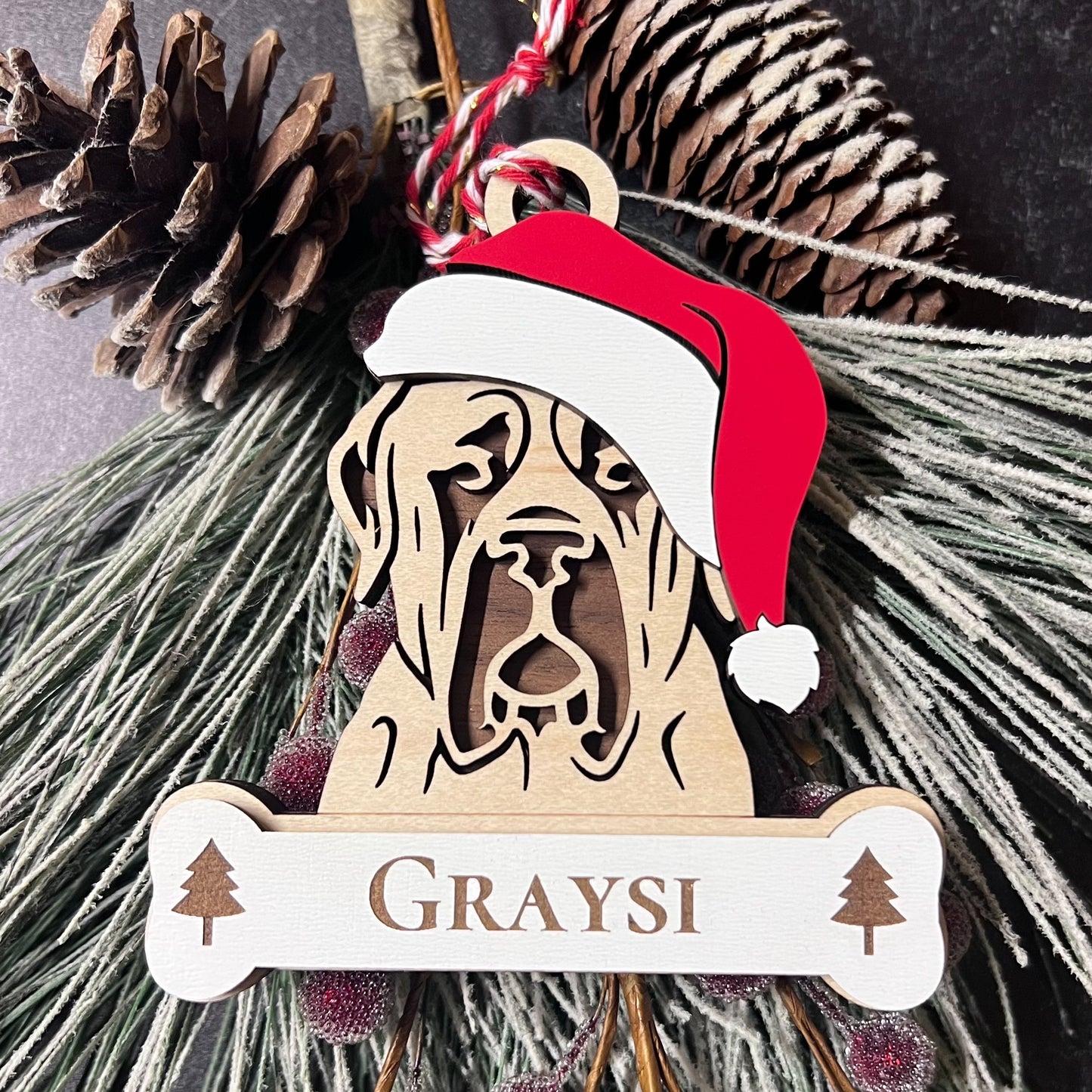 Personalized Santa Paw Dog Ornament – Multiple Breeds Available