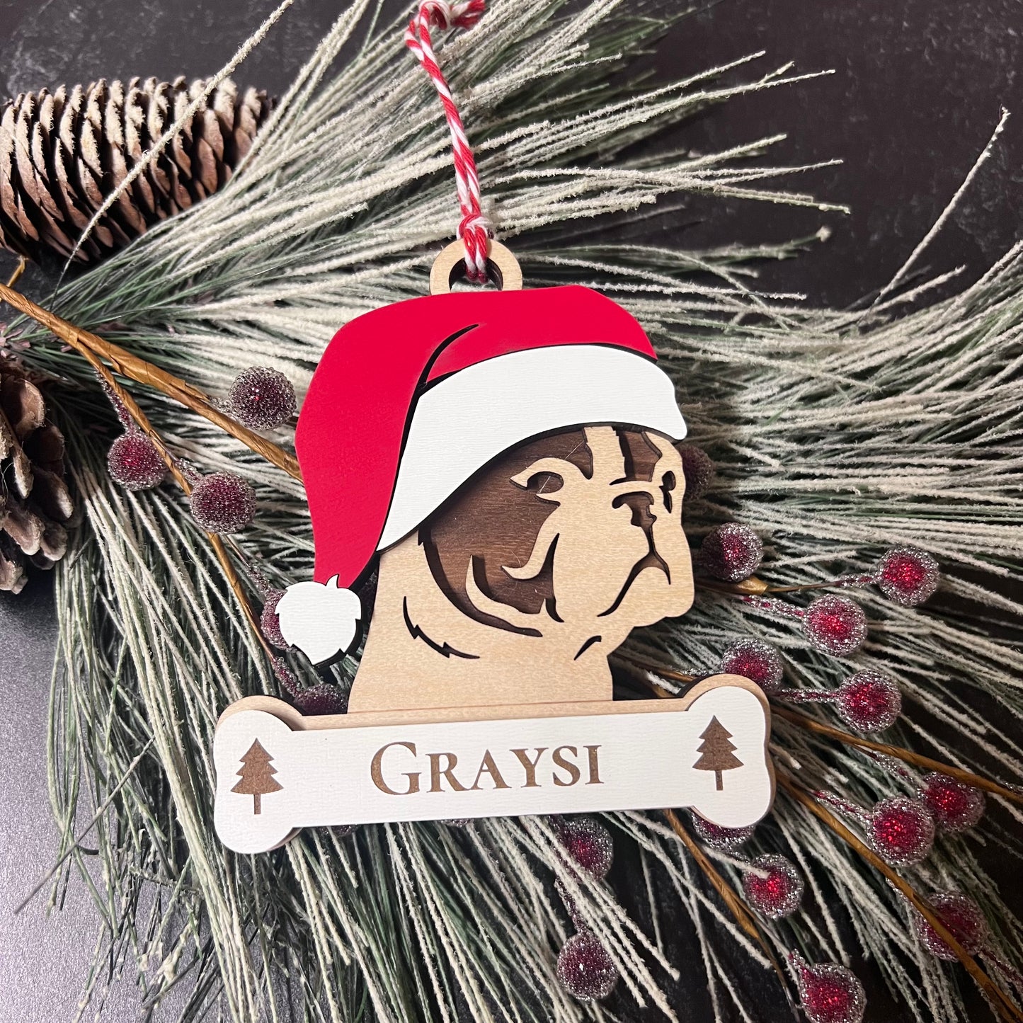 Personalized Santa Paw Dog Ornament – Multiple Breeds Available