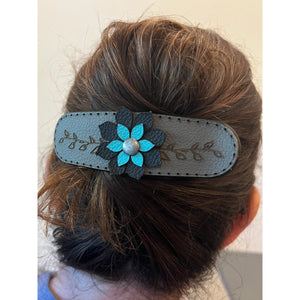Floral Leather Hairclip
