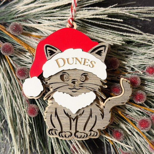Santa Hat Kitty Ornament
