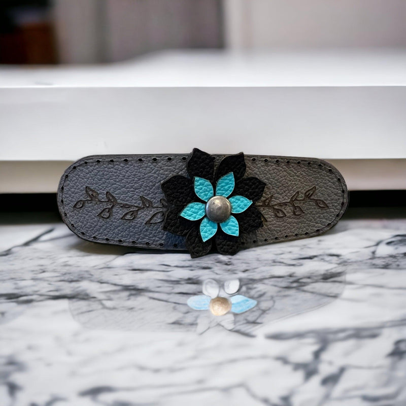 Floral Leather Hairclip