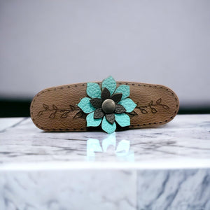 Floral Leather Hairclip