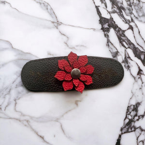 Floral Leather Hairclip