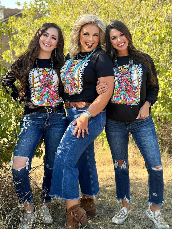 Paintbrush Christmas Tree Long Sleeve Graphic Shirt
