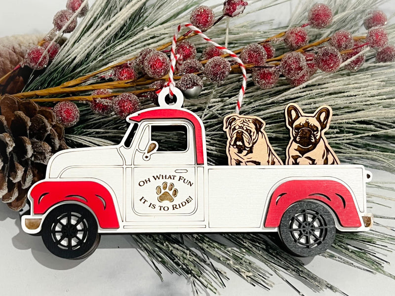 Christmas Truck for Two Dogs Ornament