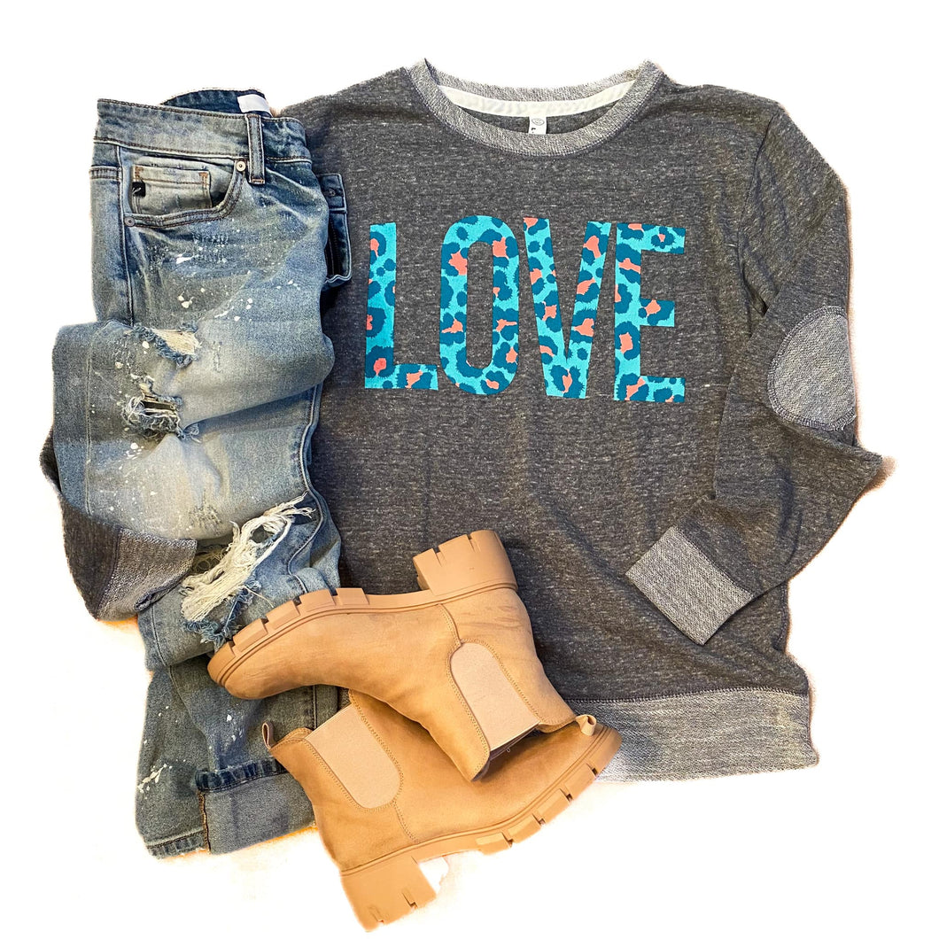 Leopard Print Love French Terry Long Sleeve Tunic