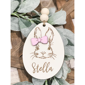 Personalized Bunny Egg Shaped Basket Tag