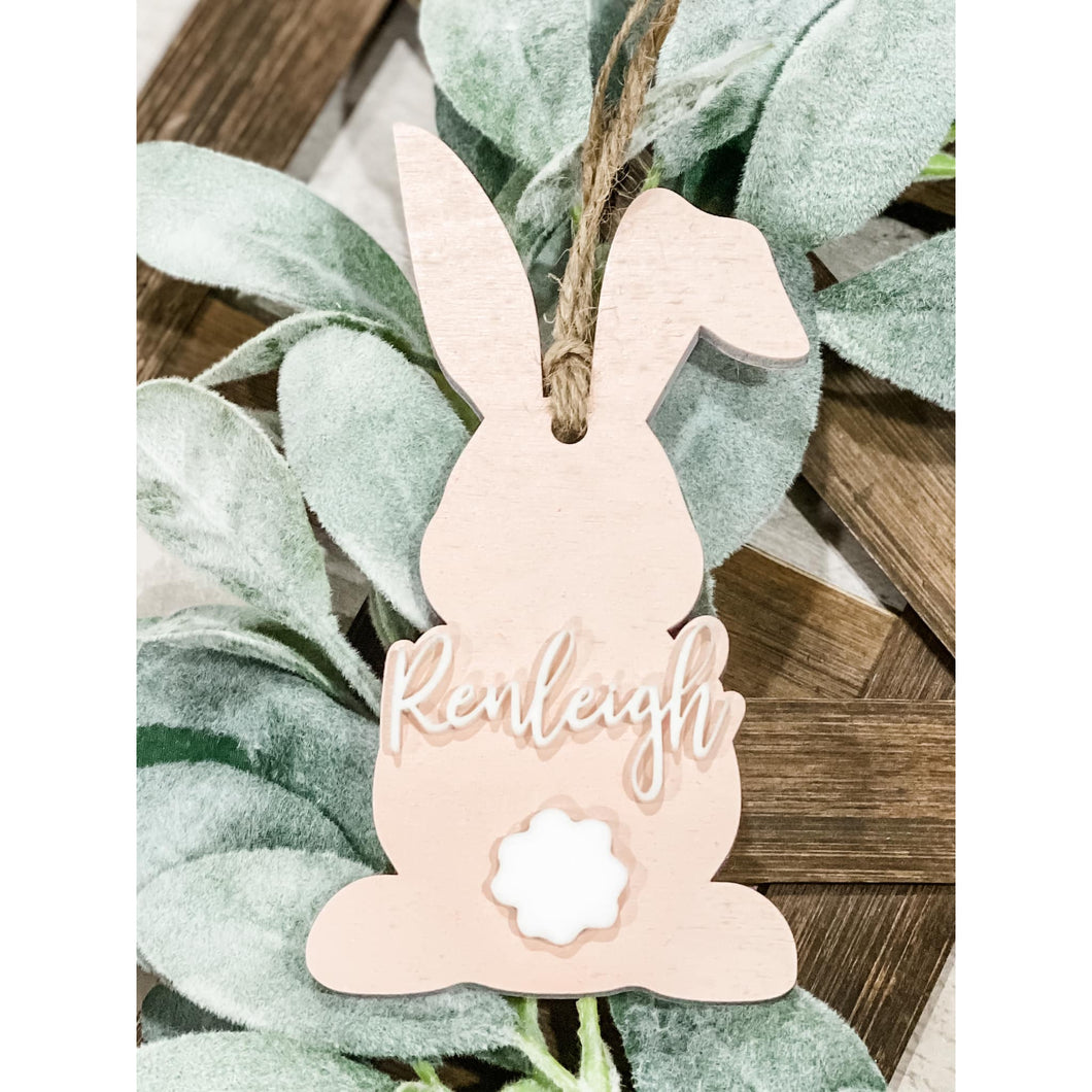 Personalized Bunny Shaped Easter Basket Tag