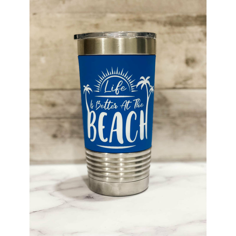 Personalized Beach 20 oz Tumbler with Silicone Grip