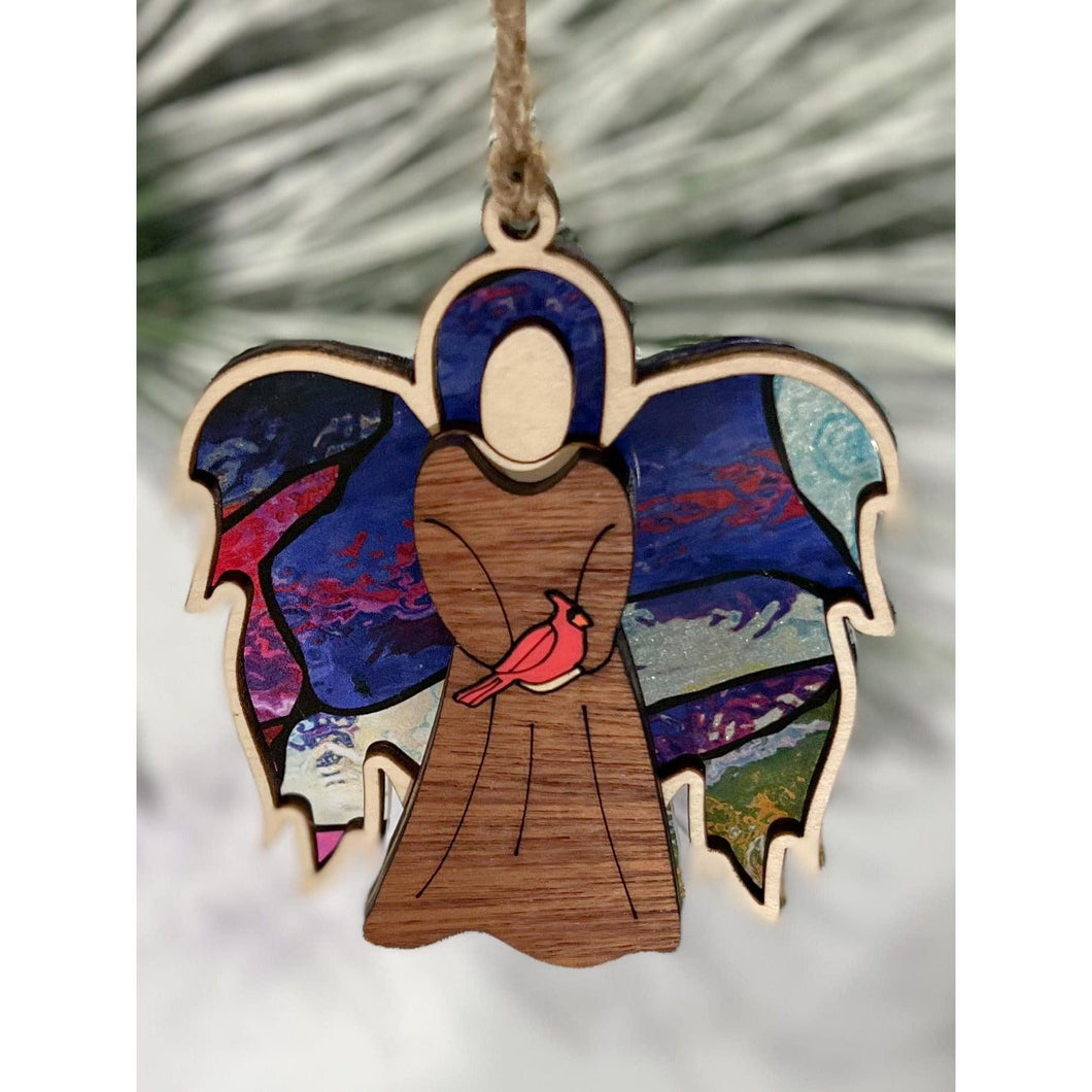 Faux Stained Glass Angel Ornament