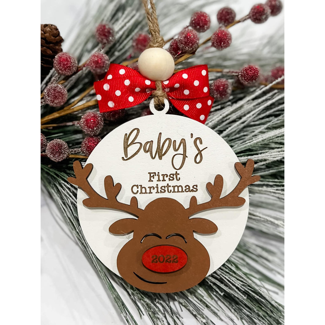 Personalized Baby’s First Christmas Reindeer Ornaments