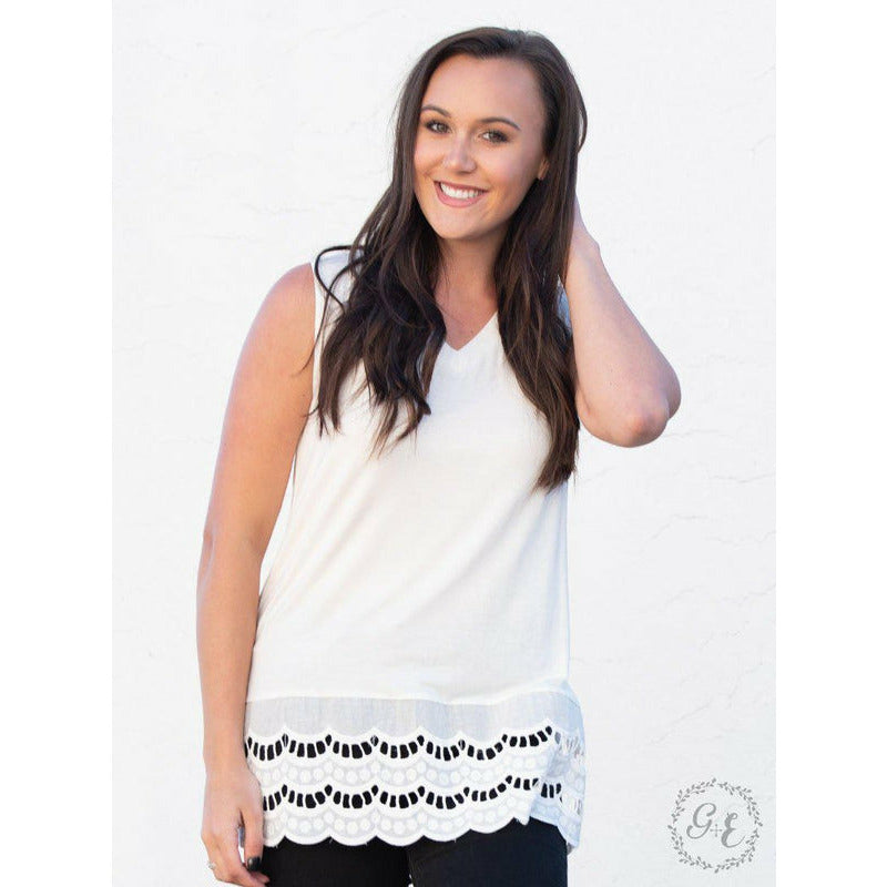 Eyelet Lace Layering Tank-Stella's Shabby Boutique