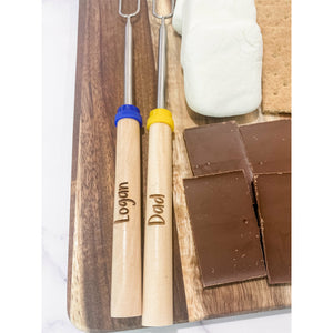 Firepit S'mores Board and Personalized Roasting Sticks