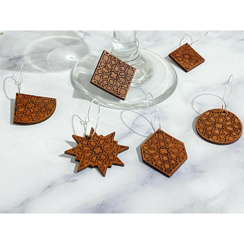 Boho Leather Wine Charms