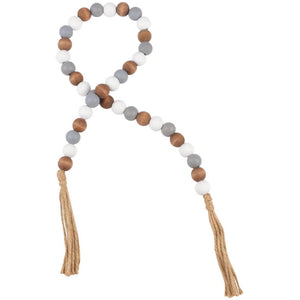 Wood Bead Strand with Tassels