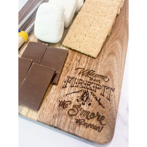 Firepit S'mores Board and Personalized Roasting Sticks