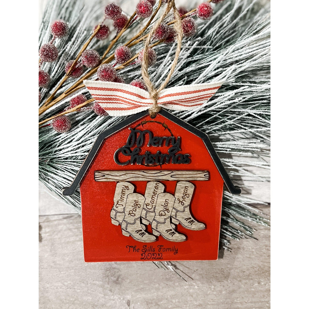 Personalized Family Cowboy Boot Ornament