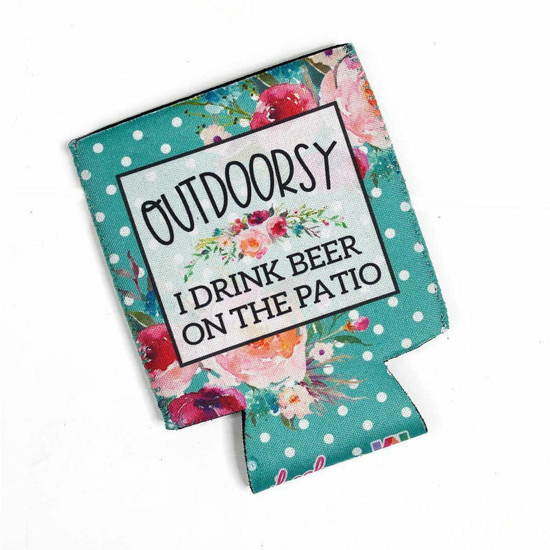 Outdoorsy I Drink Beer on the Patio Can Cooler-Stella's Shabby Boutique